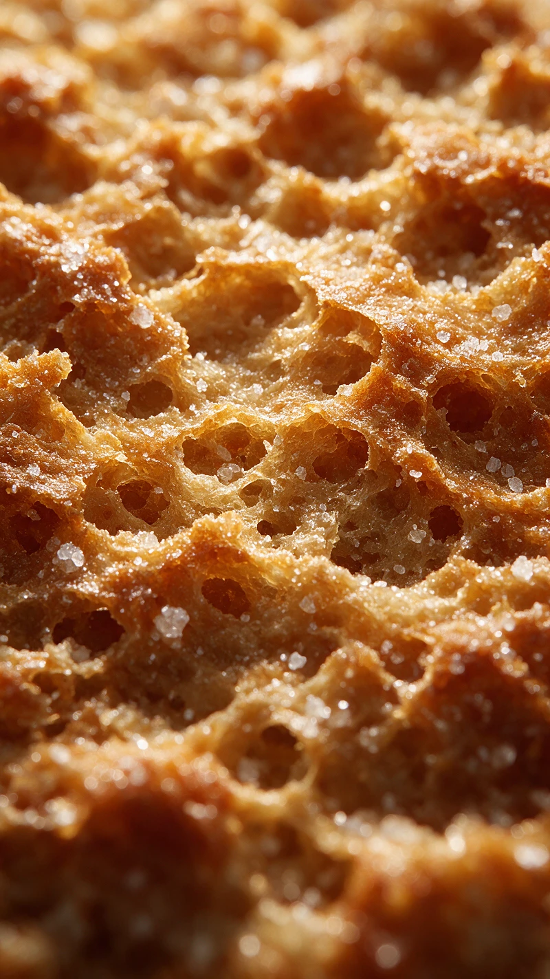 Gros plan macro de la texture dorée et croustillante d’un snack