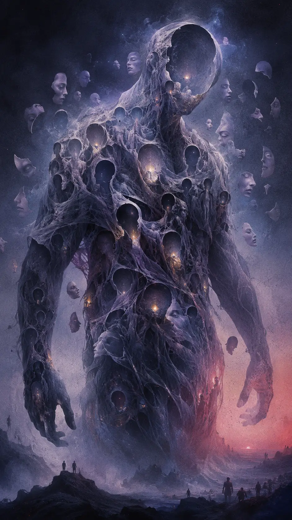 Ethereal Giant Figure In A Fog Filled Dreamscape