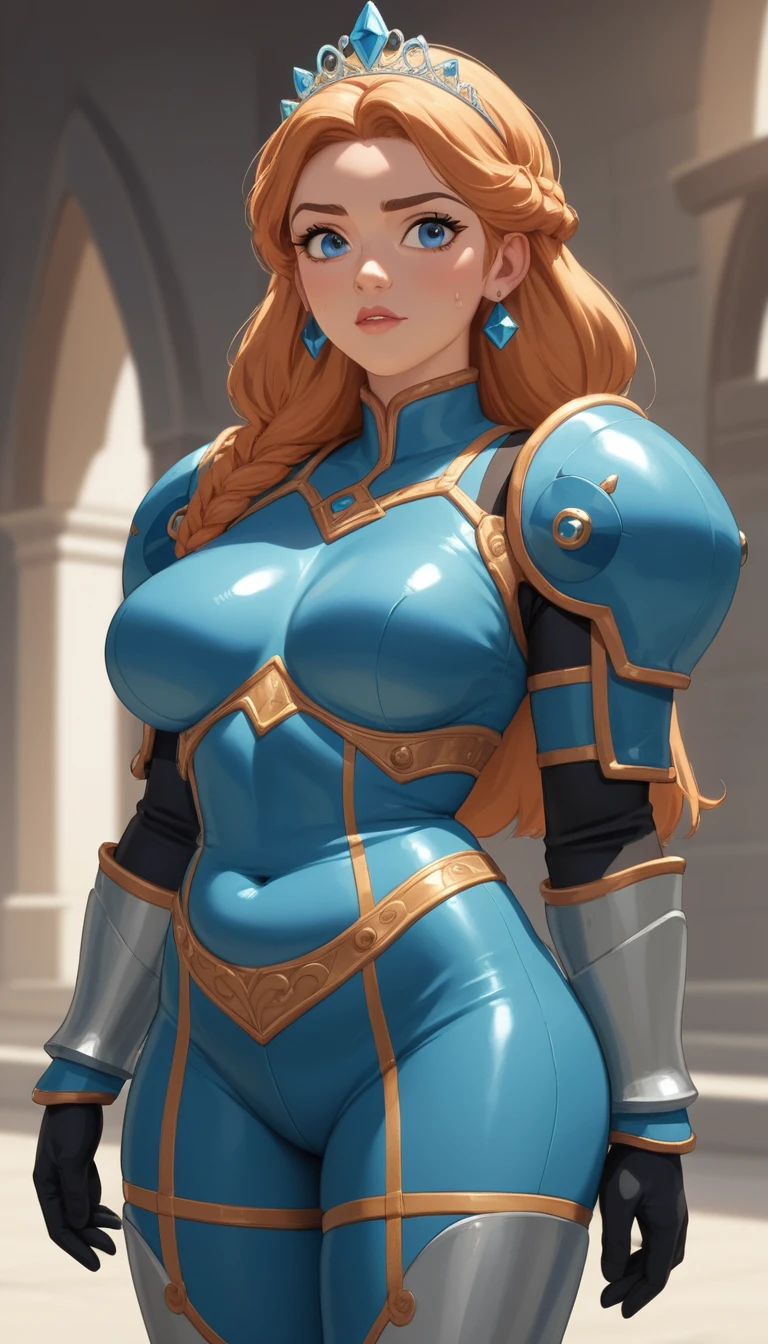 Héroïne d’anime sensuelle avec tiare et cheveux lisses et sauvages