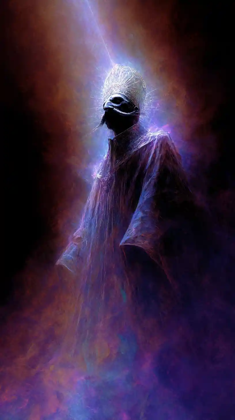 Dark digital vision of a figure devoid of funk