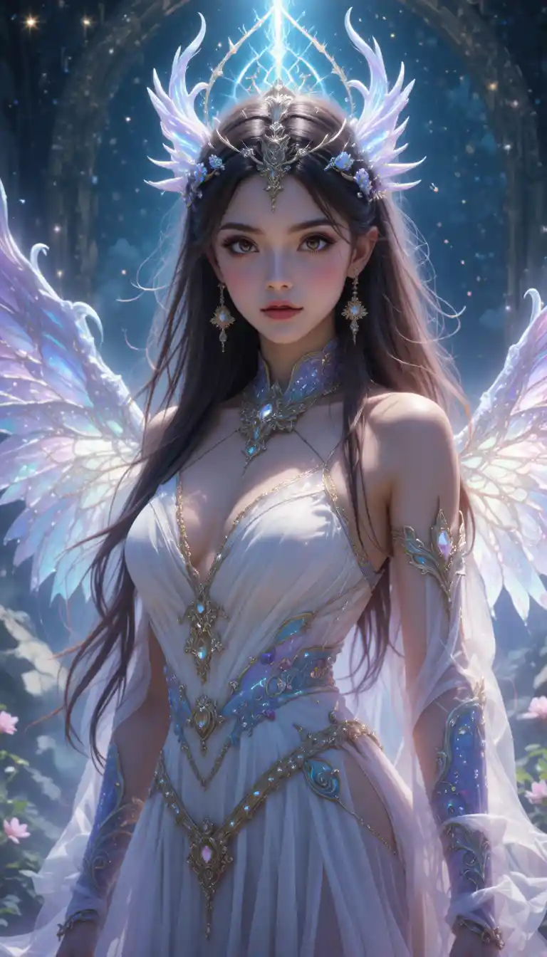 Giovane ragazza pandawa in stile anime in un mondo fantasy mistico
