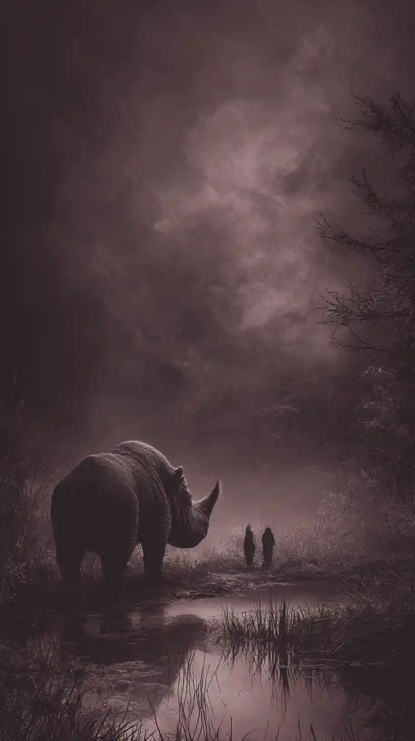 Endangered animal standing alone in a vulnerable moment