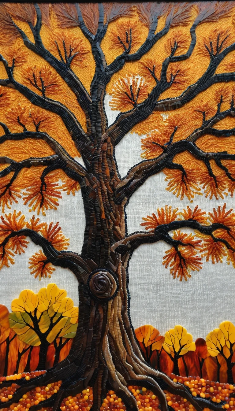 Majestic oak tree in rich autumn colors with glasslike detail