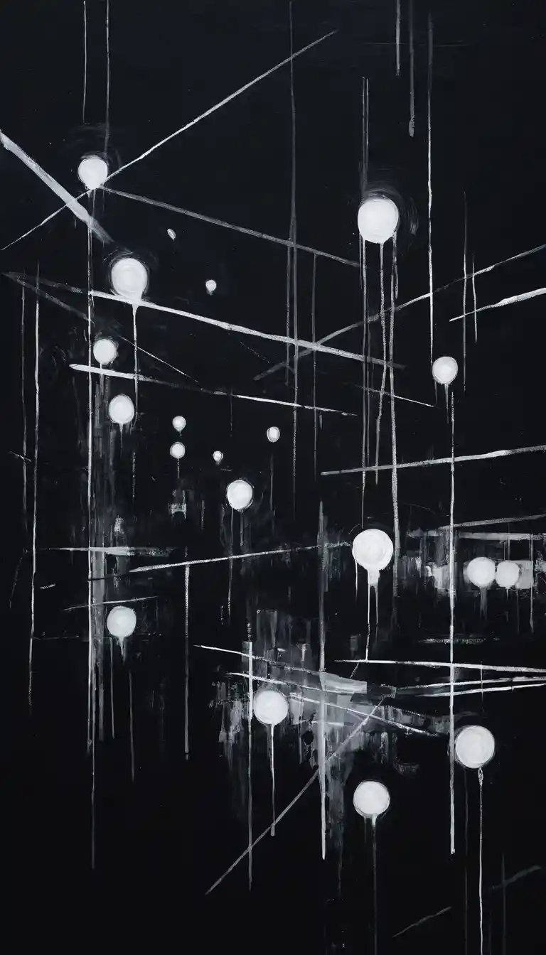 Close up monochrome abstract shapes in dark digital painting