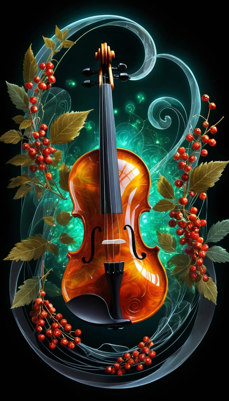 Mystische Kristallvioline Stillleben mit leuchtenden Ebereschenbeeren