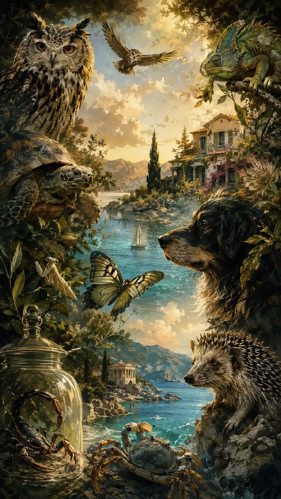 Epic digital illustration inspired by a Mediterranean wildlife tale