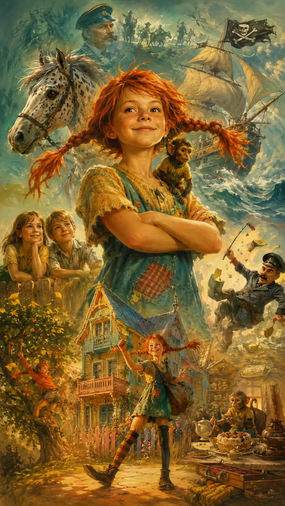 Epic digital illustration inspired by Pippi Longstocking