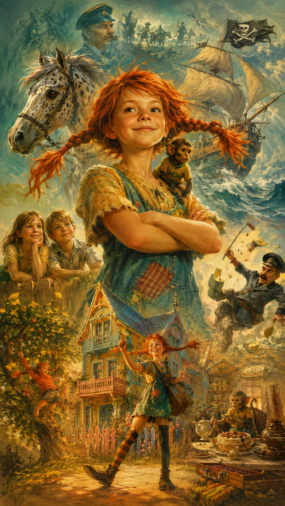 Epic digital illustration inspired by Pippi Longstocking