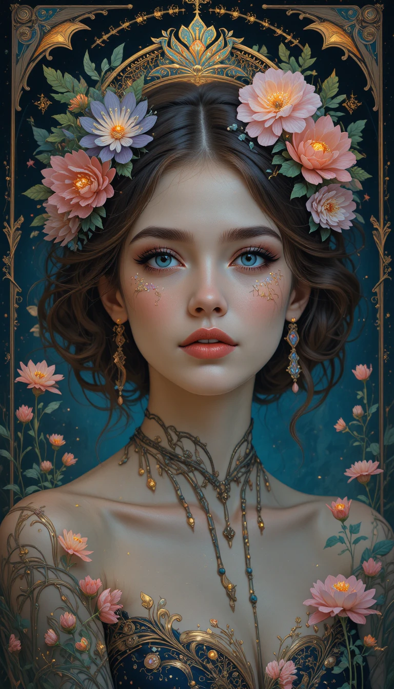 Retrato surreal de una mujer hermosa en estilo romántico
