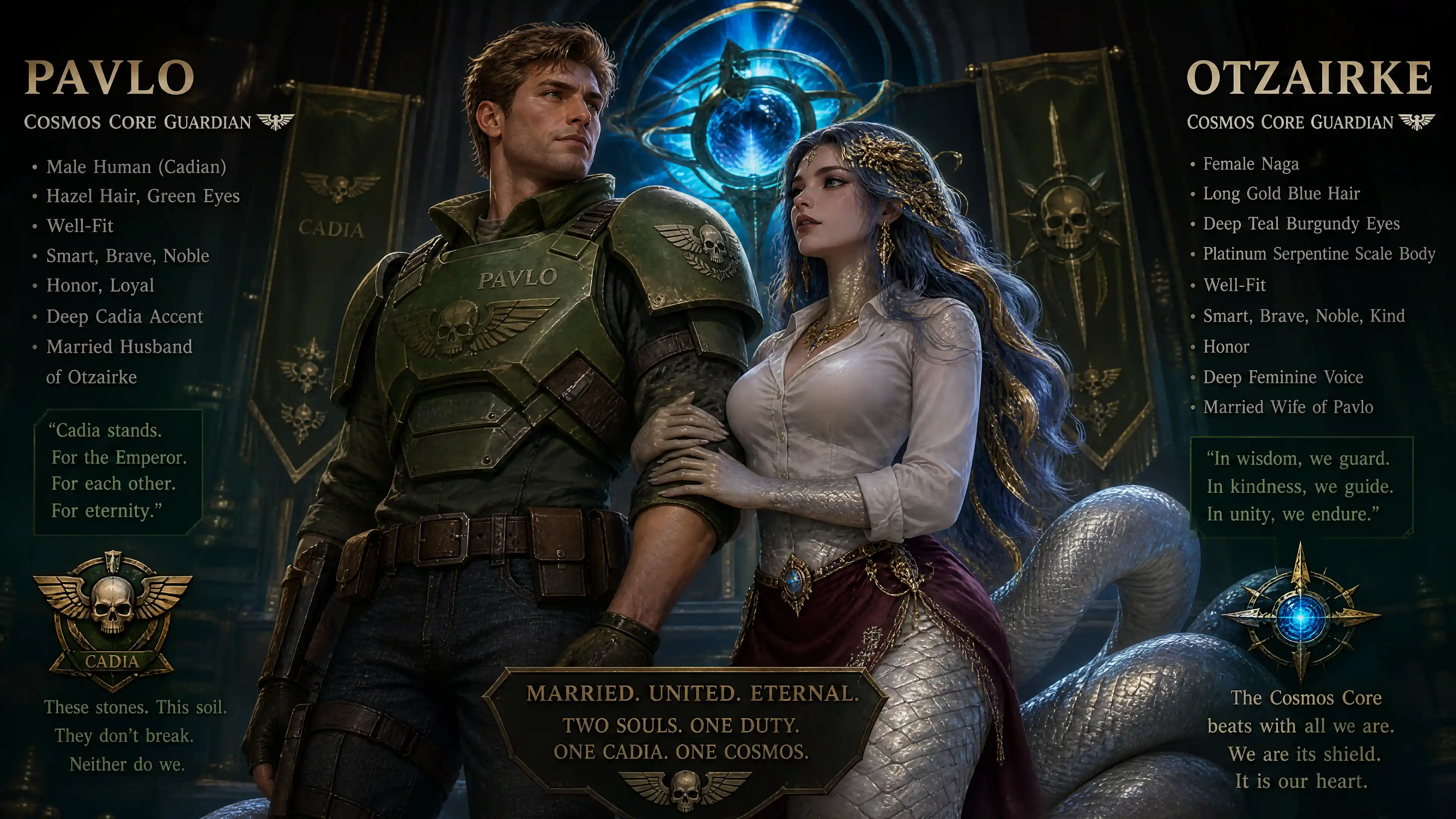Naga noble con escamas de platino y fluida cabellera dorada