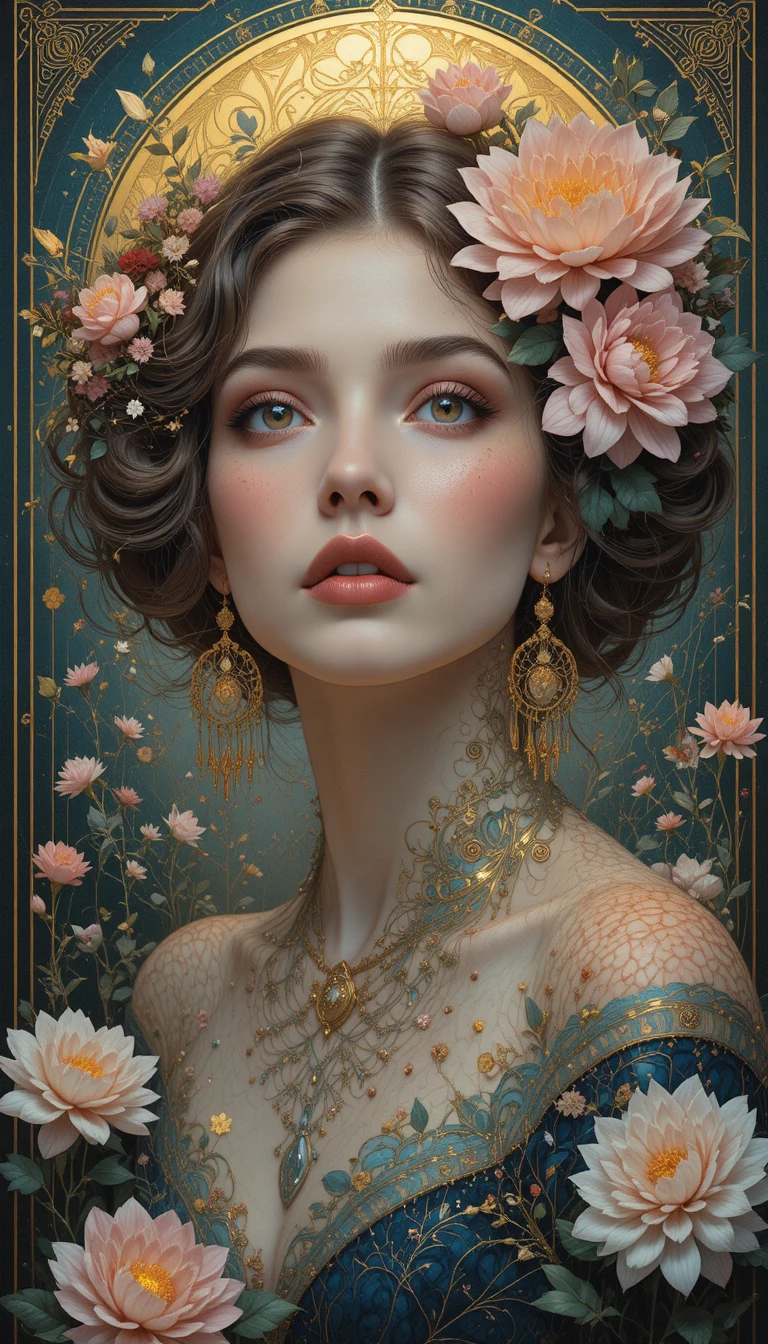 Retrato surreal y luminoso de una hermosa mujer mística