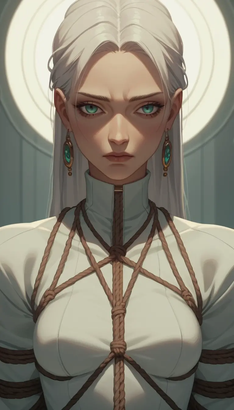 Chica de anime enigmática en un entorno calmado y sereno