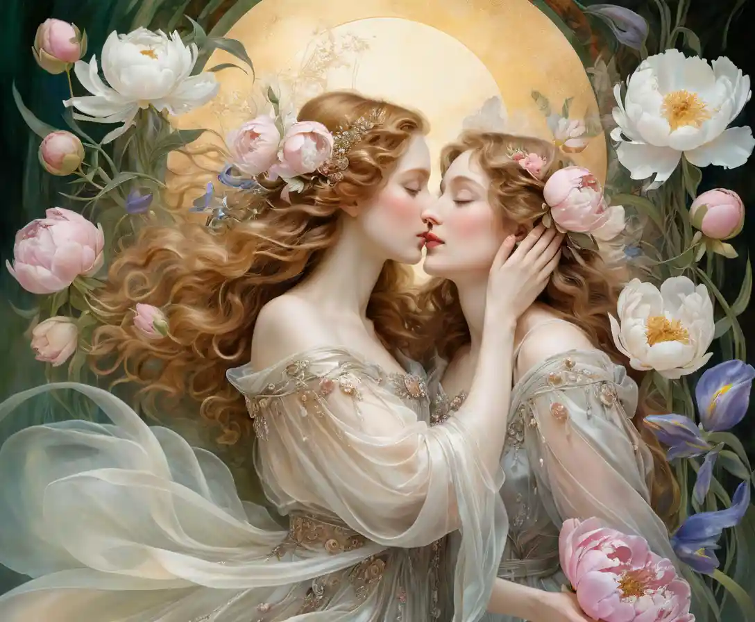 Romantic fantasy flowers glowing in soft luminous colors
