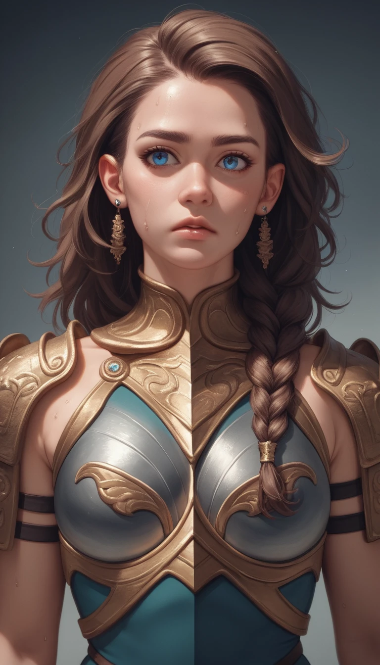 Chica dragón de ojos azules, heroína de anime con armadura