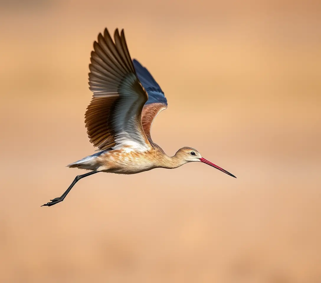 Pivieressa in volo con le ali sollevate in alto