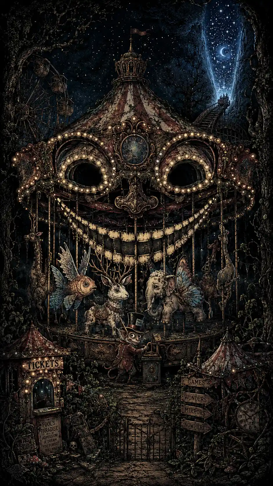 Abandoned Miniature Carnival Hidden In A Forest Clearing