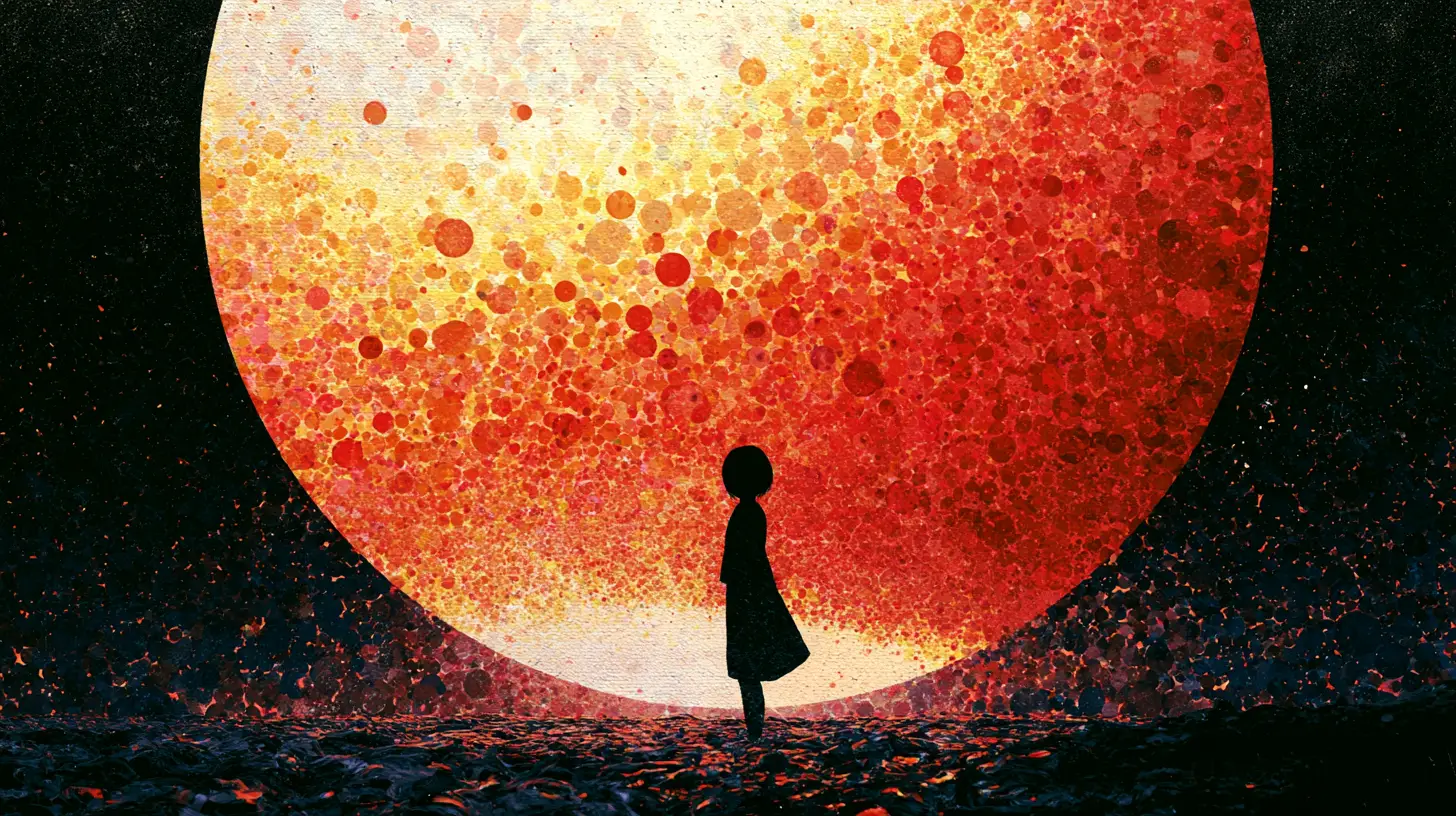 Universo surreal y fantasioso de puntos en ricos colores contrastantes