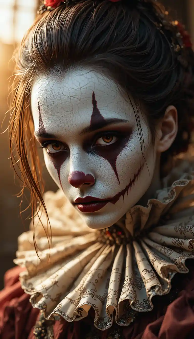 Close up portrait of an elegant spooky Halloween clown