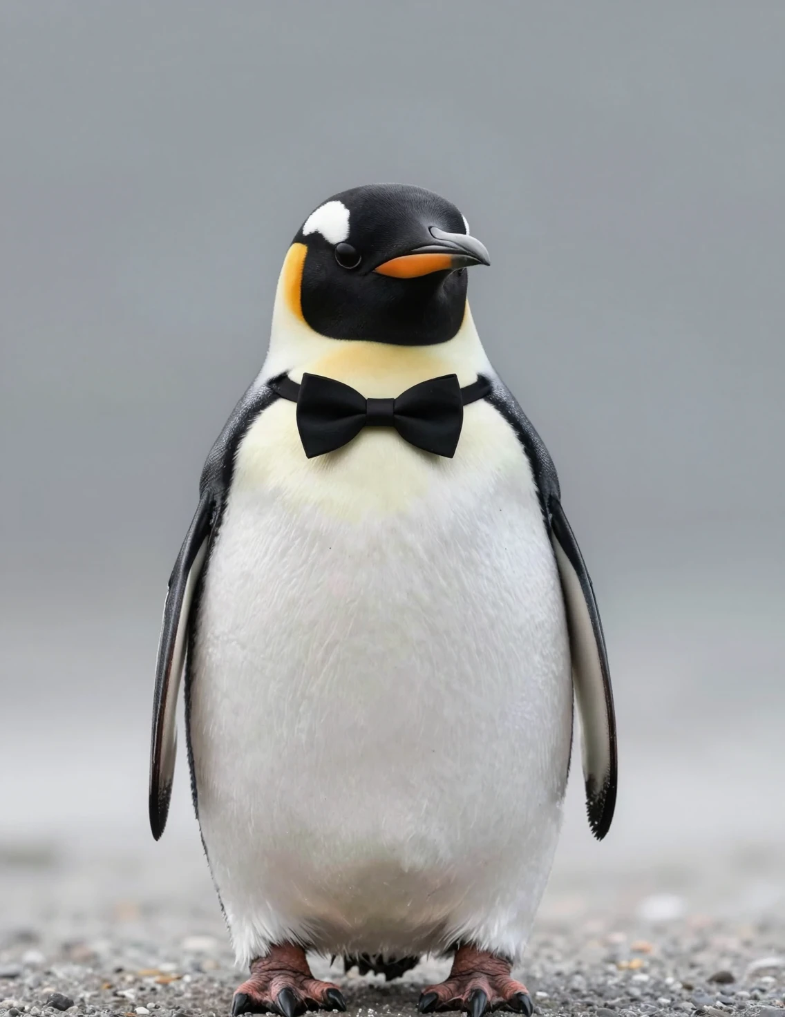 Elegante pinguino con papillon in ritratto dallo stile cinematografico