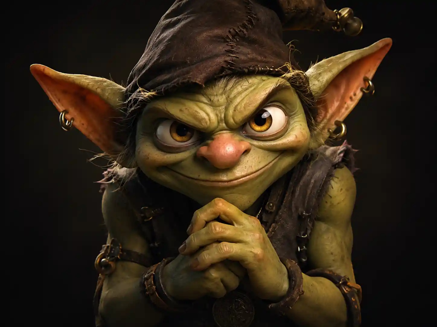 Mischievous Goblin Character In Dramatic 3D Close Up