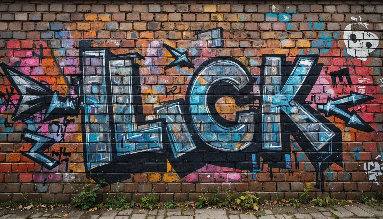 Streetart auf einer Backsteinmauer in der Großstadt