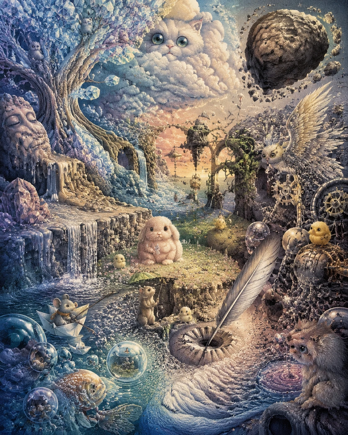 Playful Fantasy Animals In A Surreal Transforming Landscape