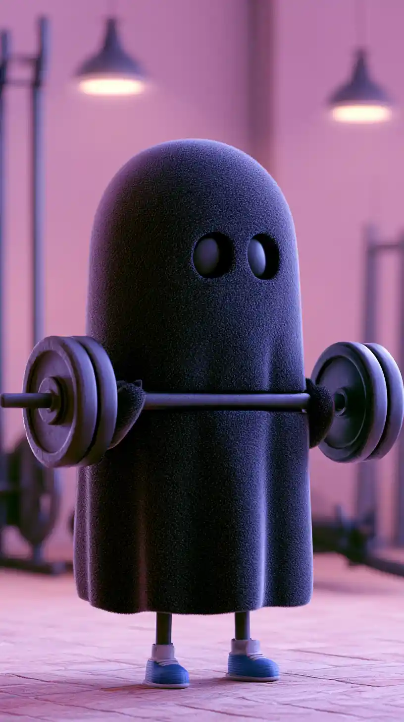 Süßer kleiner schwarzer Geist beim Training im Fitnessstudio