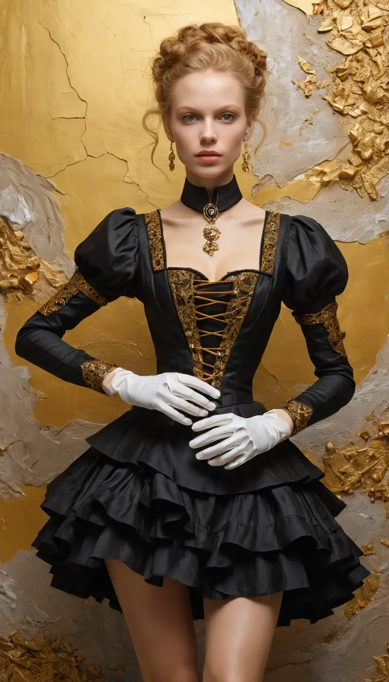 Peinture en impasto d’une femme concentrée dans un atelier steampunk