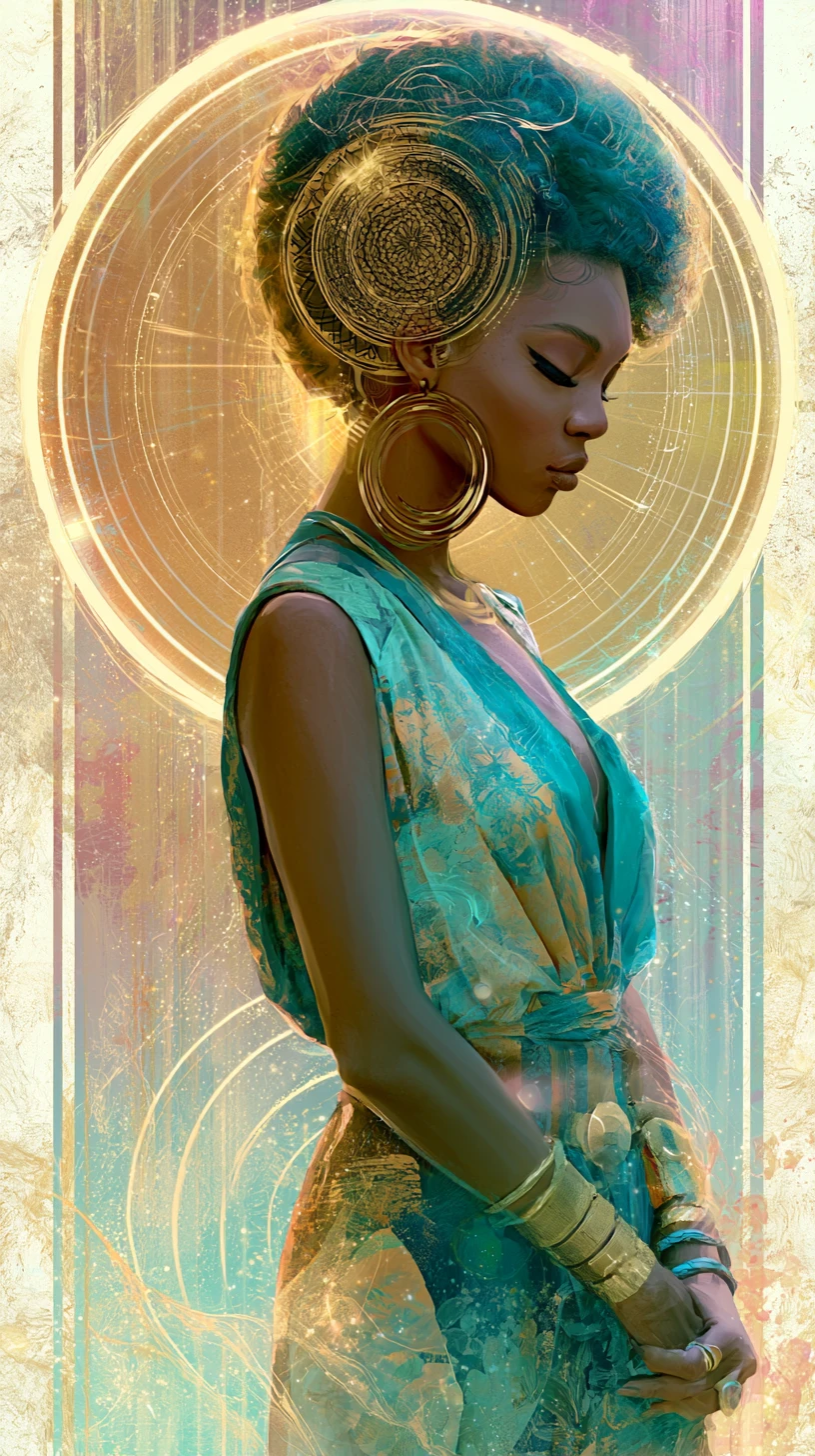Brown skinned woman with glossy waves and radiant glow