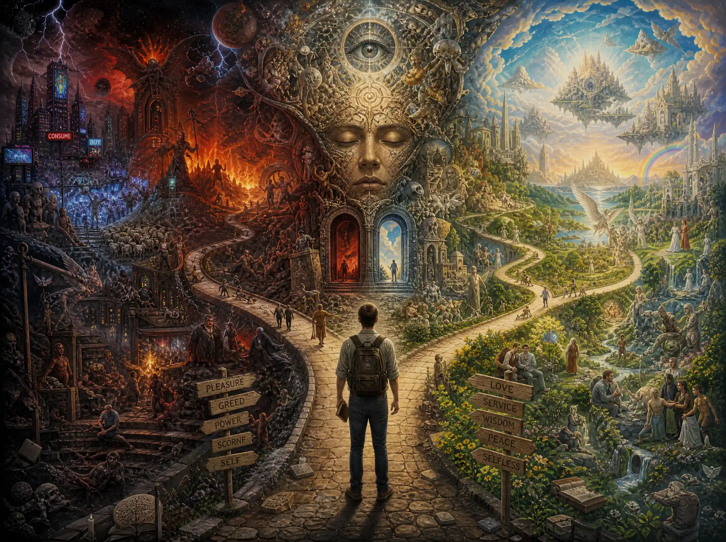 Abstract vision of lifes choices and inner reflection