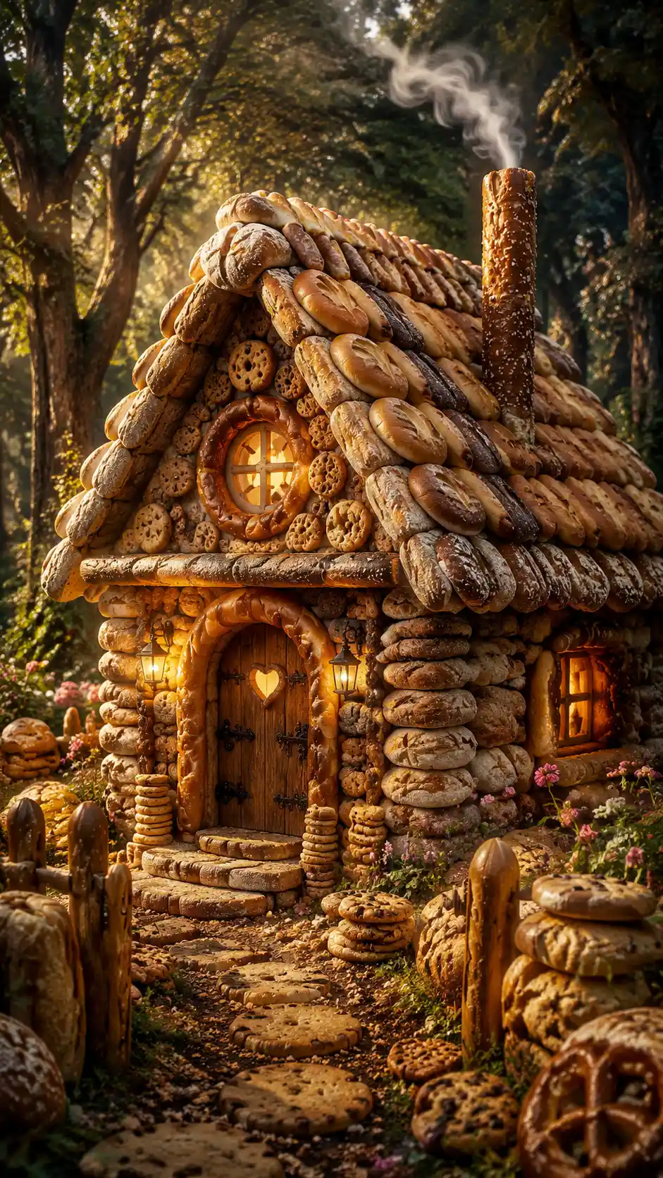 Whimsical Bread Cottage In A Fantasy Forest Clearing