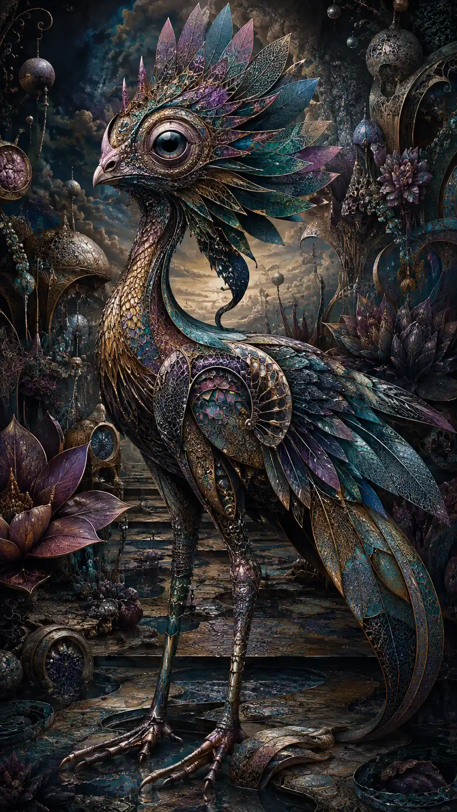 Surreal Hybrid Fantasy Creature In Transforming Landscape