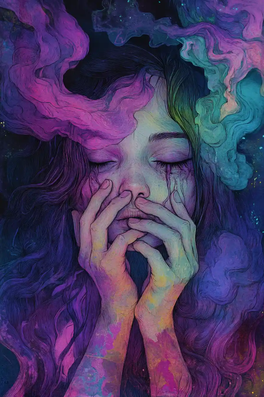 Foreboding digital illustration of wicked daydream whispers