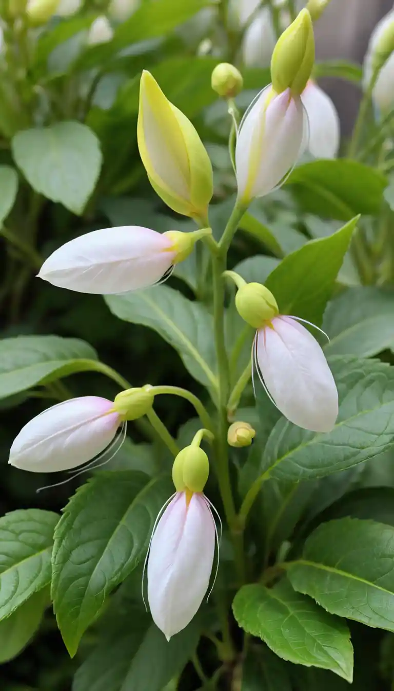 Macro Close Up Of Exotic White And Pink Garden Flower