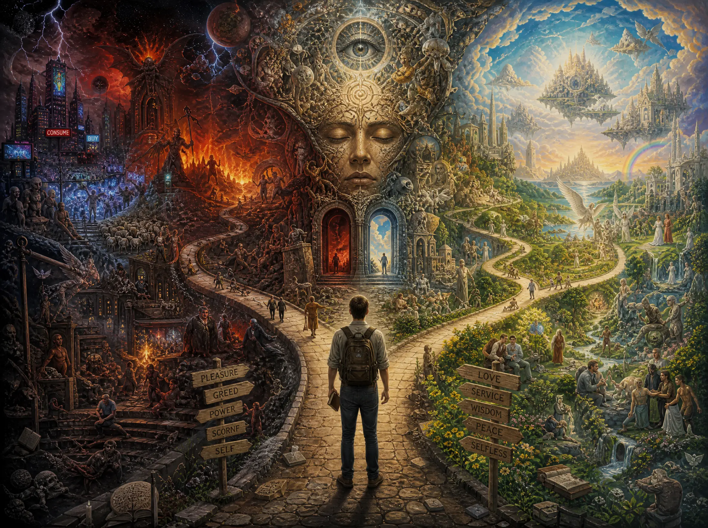 Abstract vision of lifes choices and inner reflection