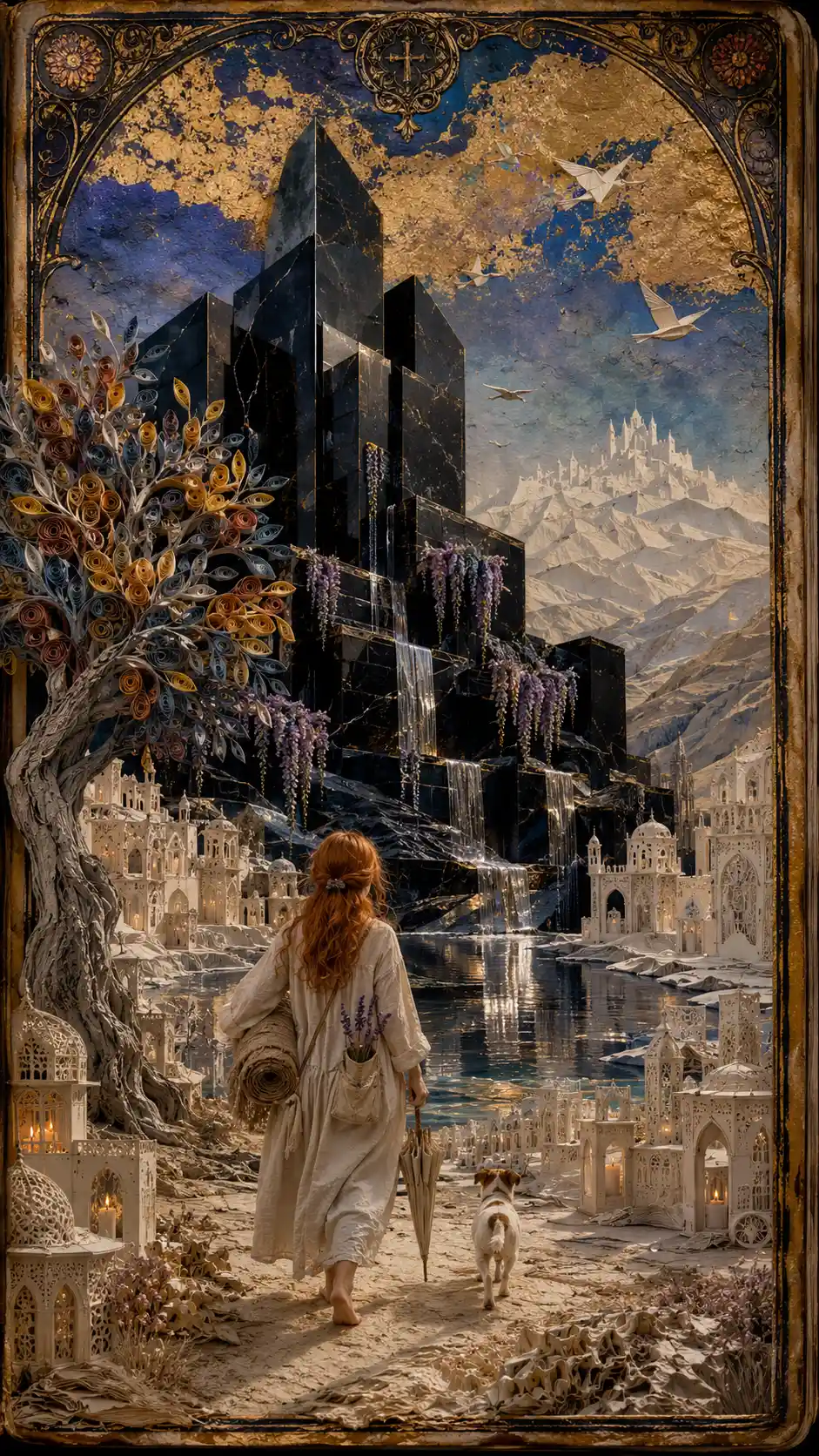 Surreal Black Marble Palace Rising In Cosmic Twilight