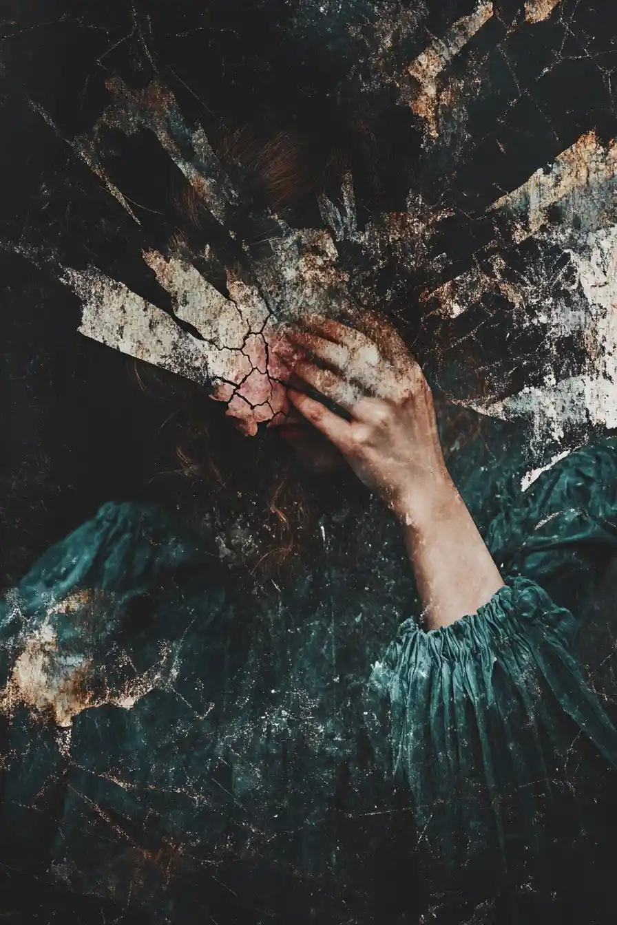 Dark abstract illustration of broken self and chosen scars