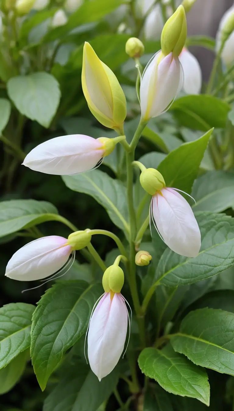 Macro Close Up Of Exotic White And Pink Garden Flower