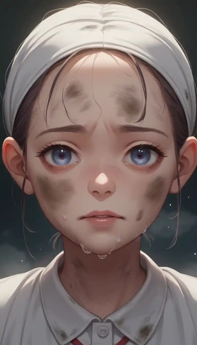 Crying anime girl with tears streaming down her face