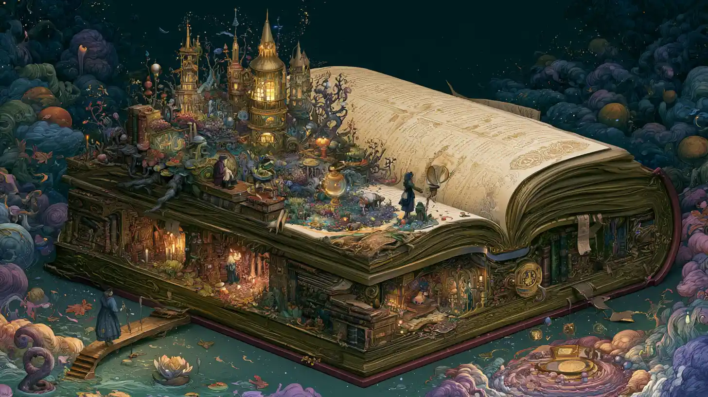 Surreal reflection of fractured fairy tales in a dreamlike vision
