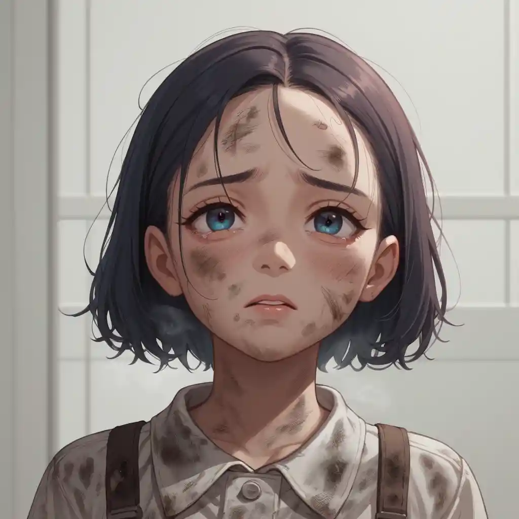 Crying anime girl with tears streaming down her face