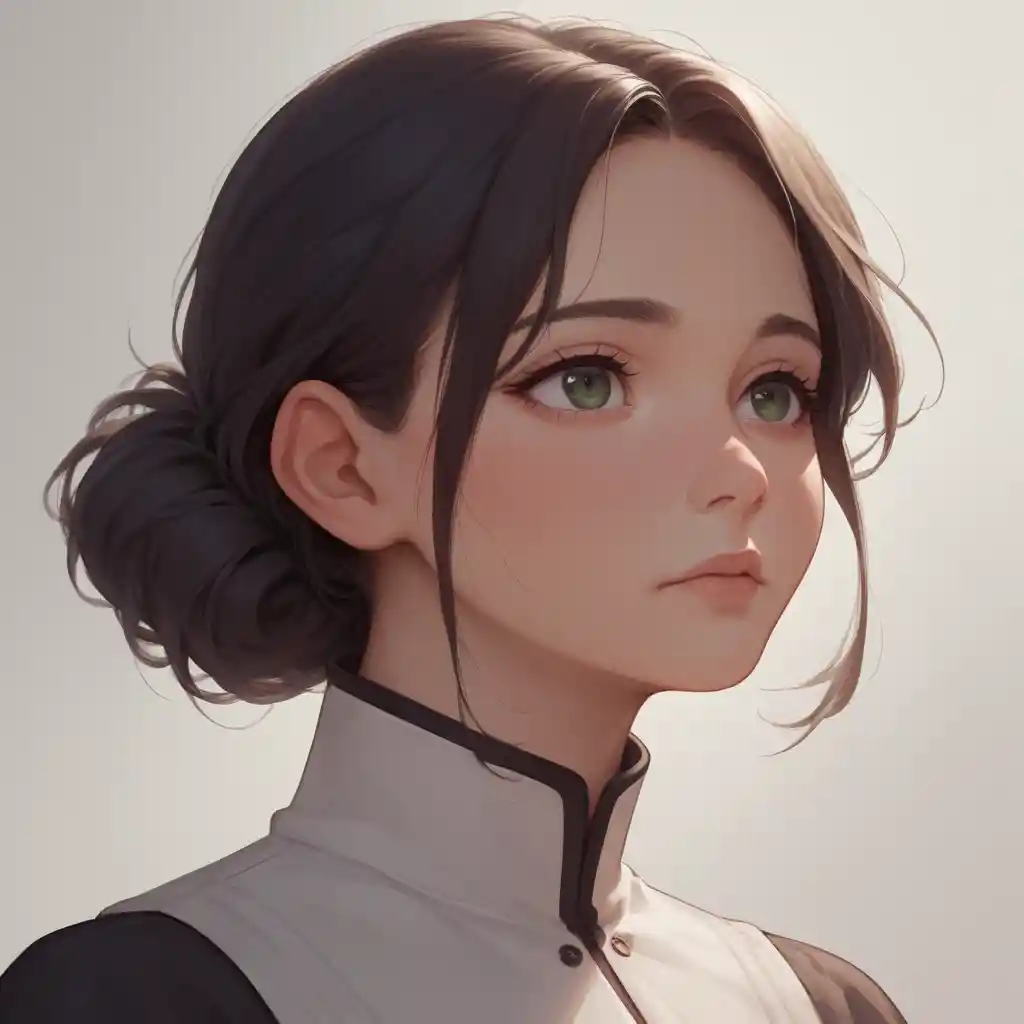 Crying anime girl portrait with soft delicate features