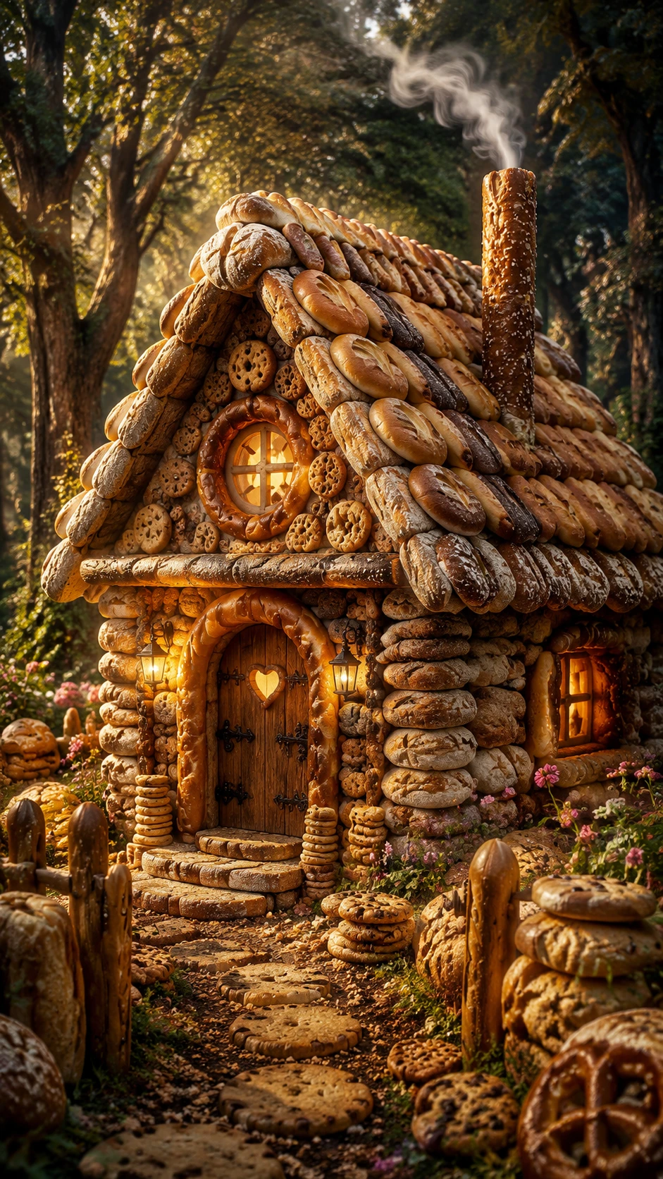 Whimsical Bread Cottage In A Fantasy Forest Clearing