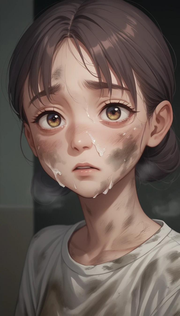 Ragazza anime che piange con le lacrime che le rigano il viso