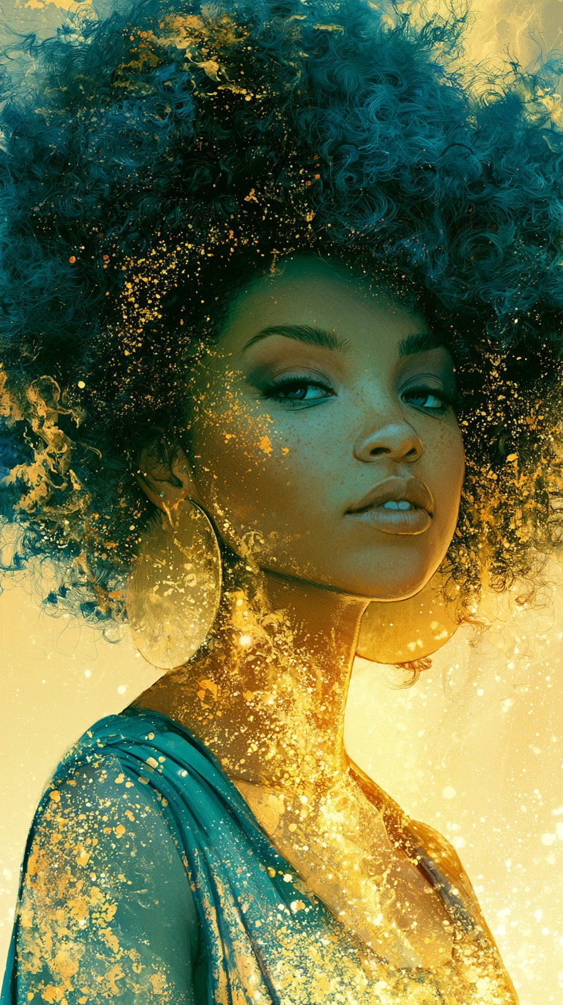 Brown skinned woman shining with natural textured hair