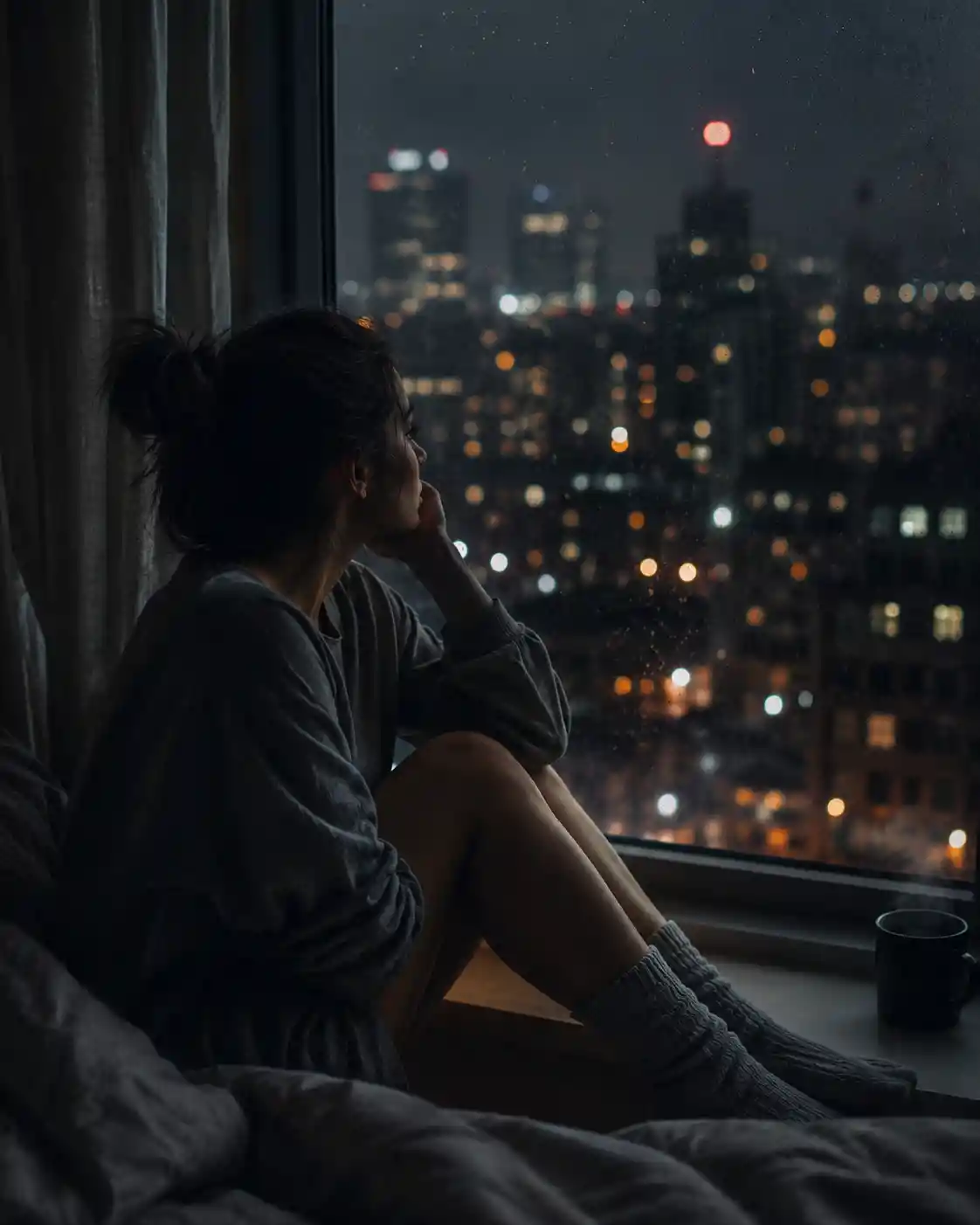 Lonely night filled with unspoken worry and doubt