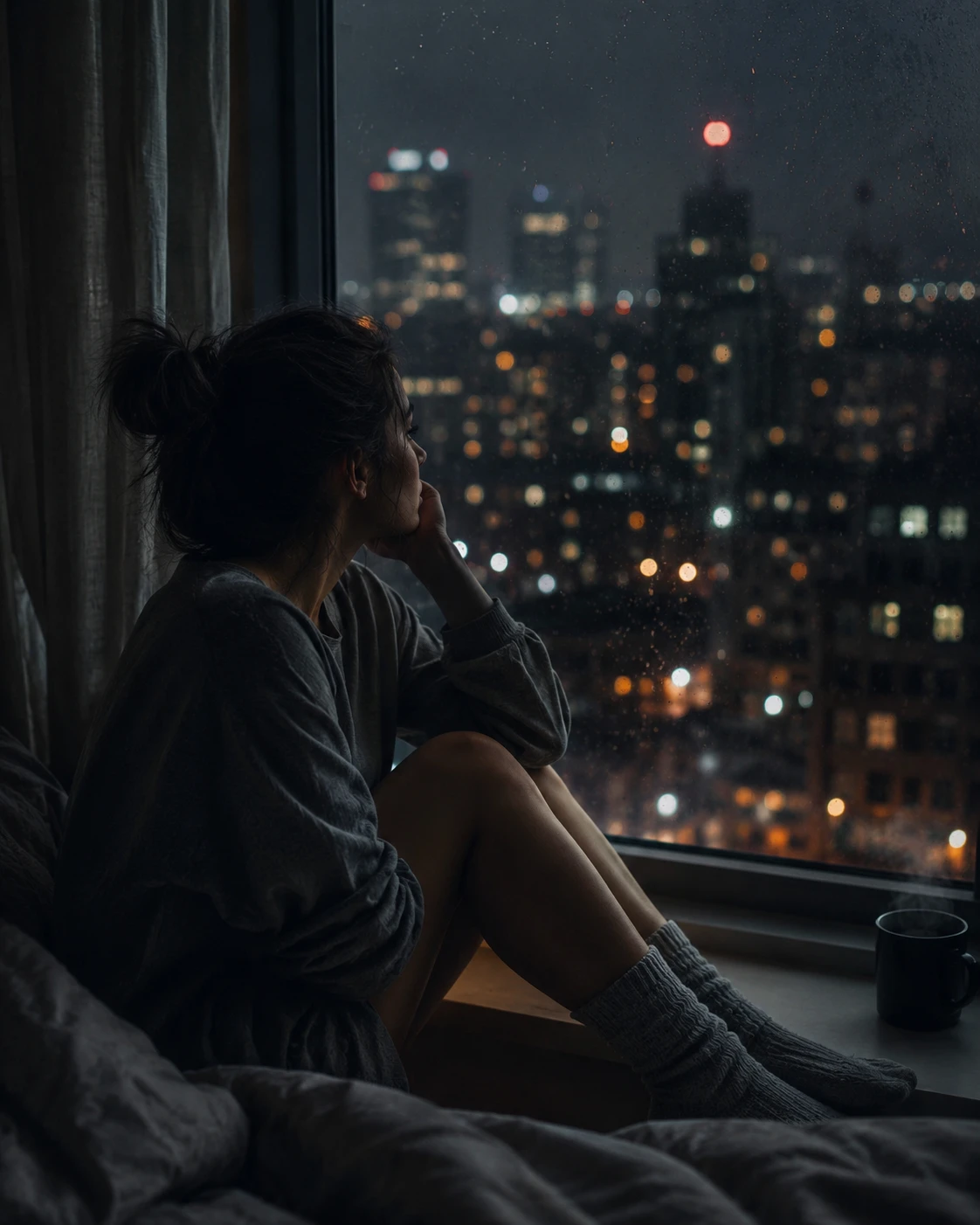 Lonely night filled with unspoken worry and doubt