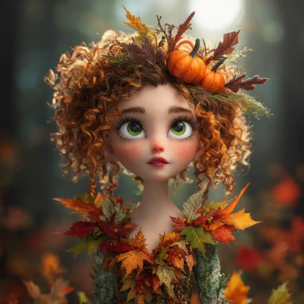 Autumn Leaf Fairy Girl In An Enchanted Forest