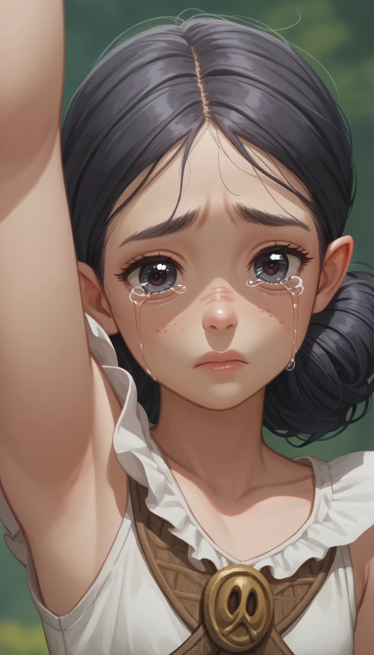 特寫美麗雙眼的跳躍中動漫少女