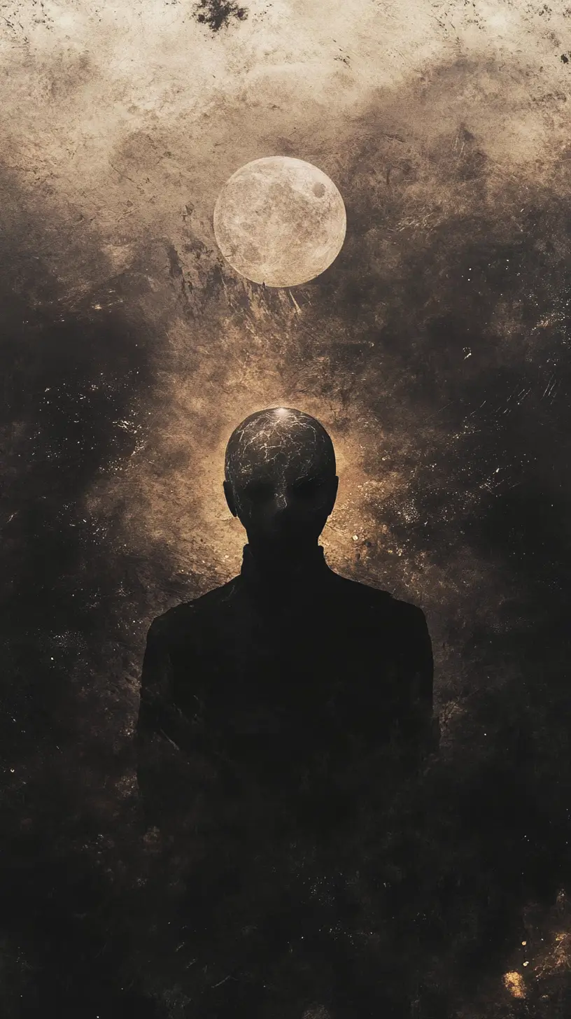 Spiritual verse arranged as minimalist cosmic text art